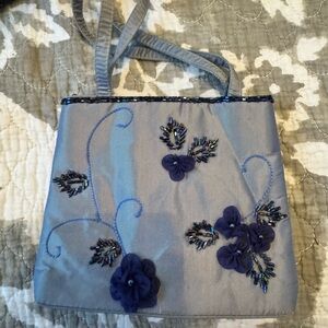 Chic Blue Floral Women's Shoulder Bag